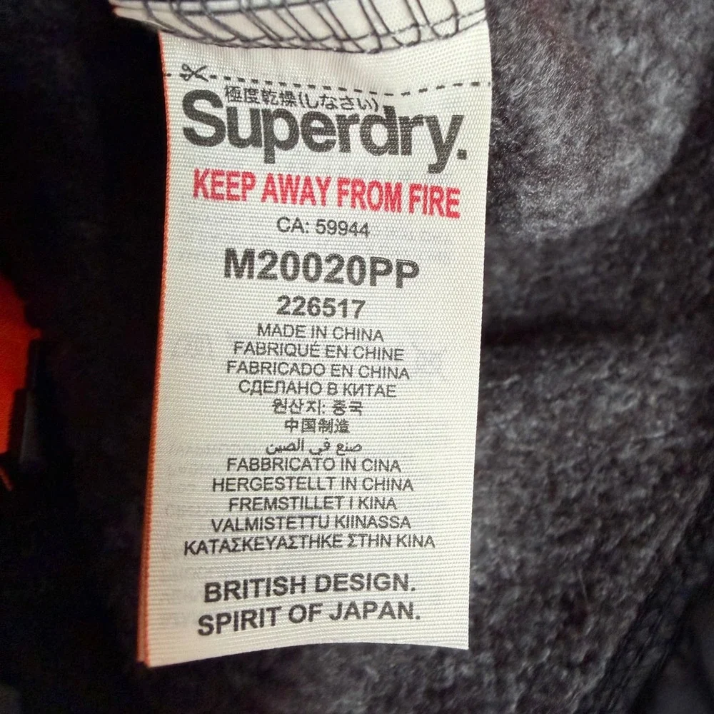 Superdry StormCo Full Zip Hooded Jacket Gray Orange Outdoor Winter Layer Large